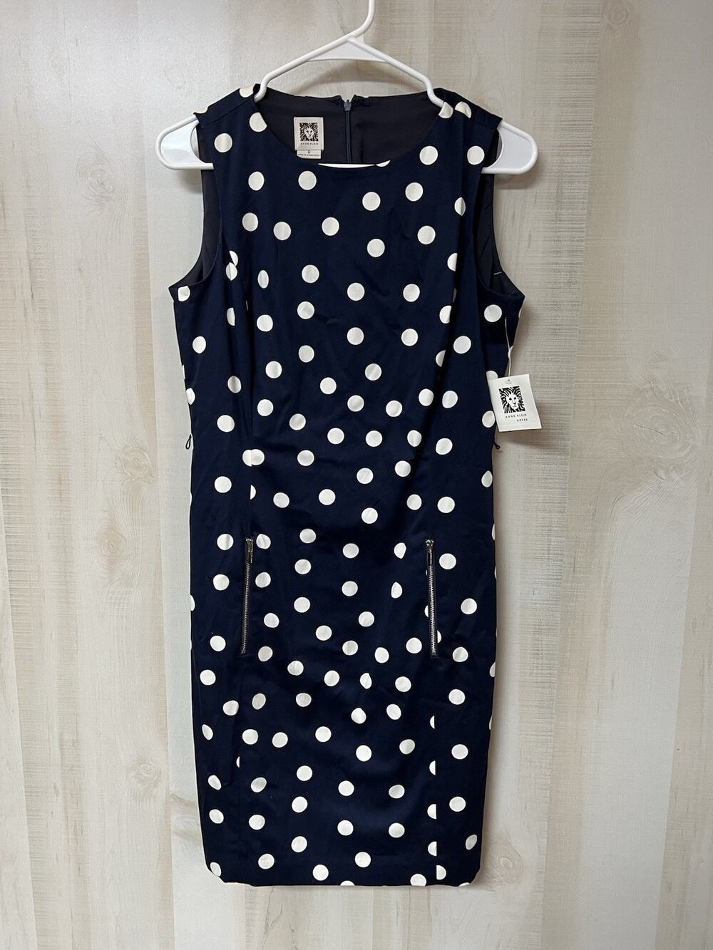 Anne Klein Navy Polka Dot Dress NWT